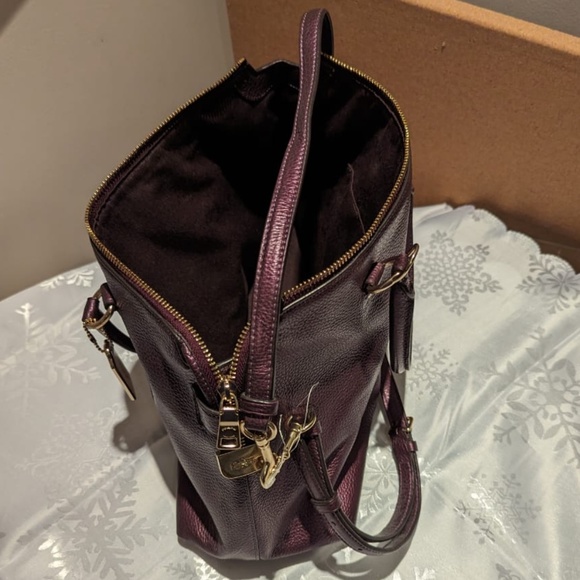 Coach Metallic Purple Leather Satchel - Picture 5 of 5